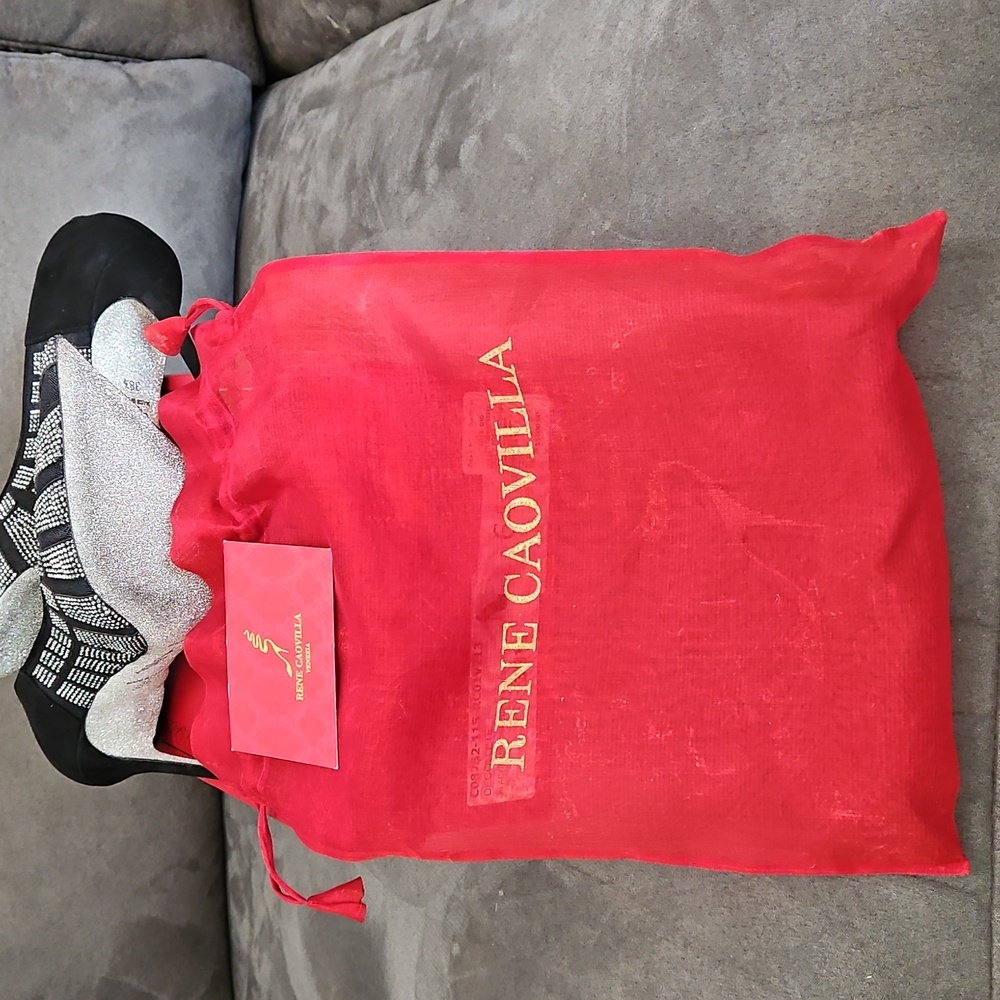 Rene Caovilla 38 1/2 Black/Silver Pumps - Picture 4 of 4